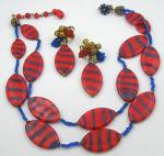 Miriam Haskell - Miriam Haskell Red & Blue Glass Necklace Set