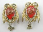 Hobé - Hobe' Red Glass Owl Earrings
