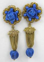 Miriam Haskell - Miriam Haskell Blue Glass Earrings