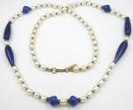 Miriam Haskell - Miriam Haskell Pearl & Lapis Necklace