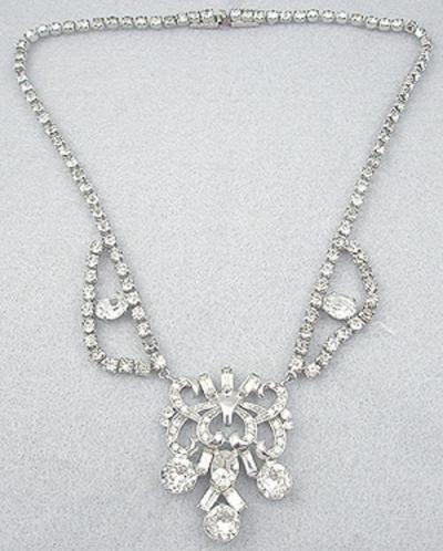 Clear Rhinestone Necklace - Garden Party Collection Vintage Jewelry